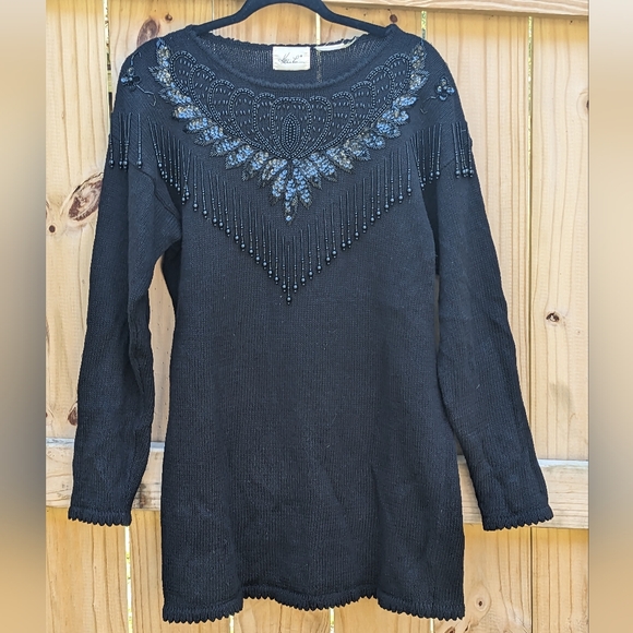 Vintage 80s Beaded Kathie Lee Grannycore Sweater - Picture 1 of 4